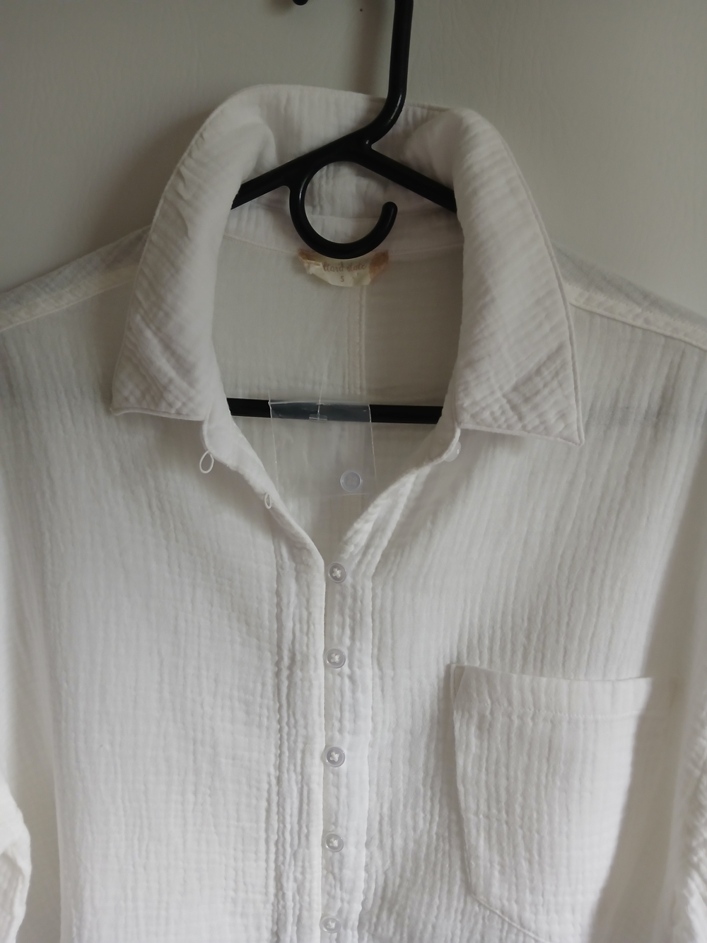 Altar'd State White Cotton Gauze Button-Up Oversized Blouse Frayed Hem - Picture 12 of 15